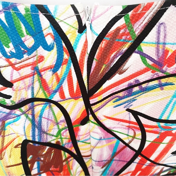 NWOT Jeremy Scott abstract scribble crayon print  Dress - Picture 2 of 6